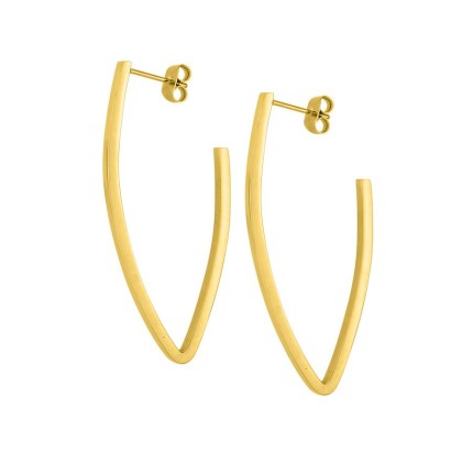 Pendientes de acero dorado en forma de criolla alargada