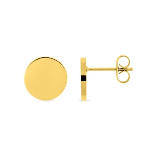 Pendientes círculo acero dorado 10 mm