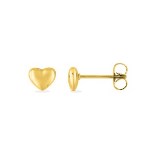 Brincos de coração em aço dourado 7mm