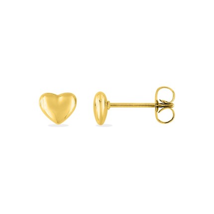 Brincos de coração em aço dourado 7mm