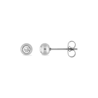 Bola para brincos em aço inoxidável com zircónia branca 5 mm