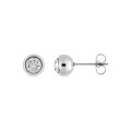 Pendientes de acero bola con circonita blanca 6 mm