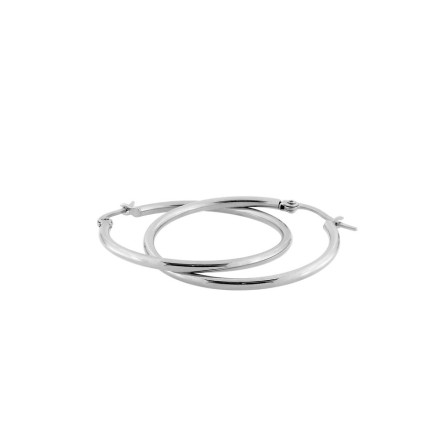 Brincos de argola de 35 mm em aço inoxidável cinzento