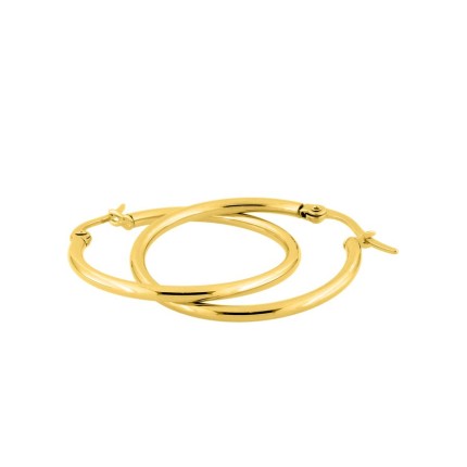 Brincos de argola em aço dourado 30mm
