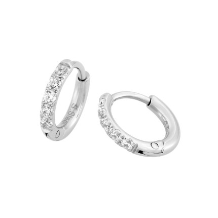 Brincos de argola 12 mm zircónia e aço inoxidável