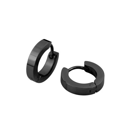 Brincos de argola em aço inoxidável preto com 13 mm de diâmetro
