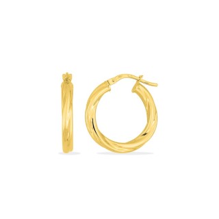 Pendientes de aro 15 mm entorchados en oro amarillo 9K