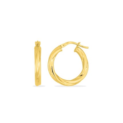 Pendientes de aro 15 mm entorchados en oro amarillo 9K