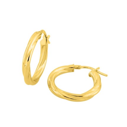 Brincos de argola de 15 mm em ouro amarelo de 9K