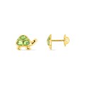 Pendientes infantiles tortuga oro amarillo 9K y esmalte verde