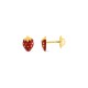 Pendientes infantiles fresas oro amarillo 9K y esmalte rojo