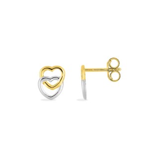 Brincos de criança corações em ouro bicolor de 18K