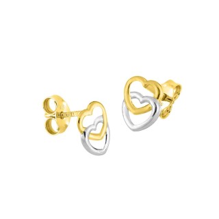 Brincos de criança corações em ouro bicolor de 18K