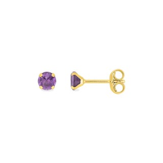 Pendientes oro amarillo 18K con amatista 4mm