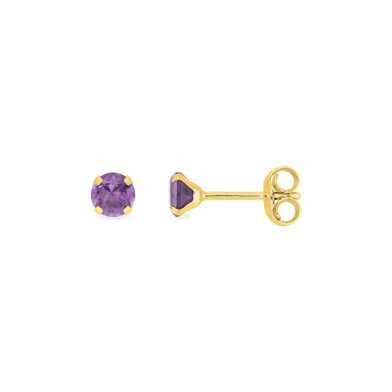 Pendientes oro amarillo 18K con amatista 4mm