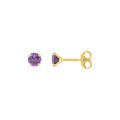 Pendientes oro amarillo 18K con amatista 4mm