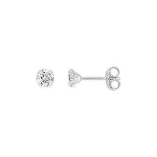 Brincos em ouro branco 18K com zircónias 4mm