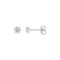 Pendientes oro blanco 18K con circonita 4mm