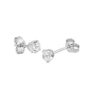 Brincos em ouro branco 18K com zircónias 4mm