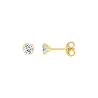 Brincos de 4 mm em ouro amarelo de 18K com zircónias cúbicas
