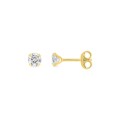 Pendientes oro amarillo 18K con circonita 4mm