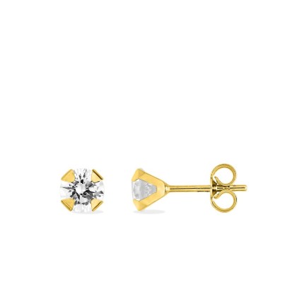 Brincos em ouro amarelo de 18K com zircónias 5mm