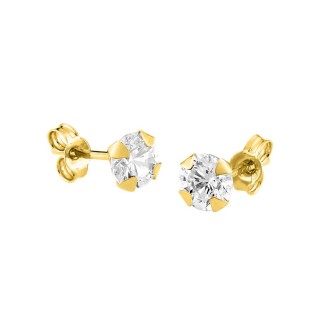 Brincos em ouro amarelo de 18K com zircónias 5mm