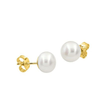 Brincos em ouro amarelo de 18K e pérolas de água doce de 9 mm