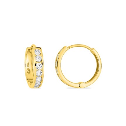 Pendientes de aro oro amarillo 18K y circonita