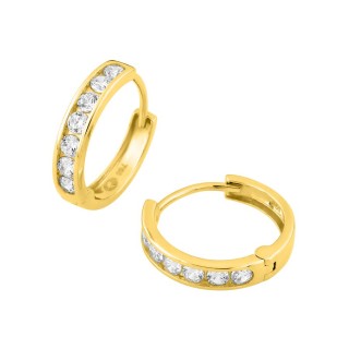 Brincos de argola em ouro amarelo de 18K e zircónias