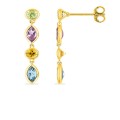 Pendientes de gota en oro 18K, engastados con amatista, peridoto, citrino y topacio en engaste cerrado
