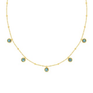 Colar em aço dourado adornado com 5 turquesas criadas