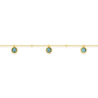 Pulseira em aço dourado adornada com 3 pedras turquesa criadas