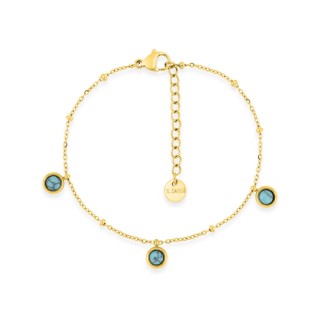 Pulseira em aço dourado adornada com 3 pedras turquesa criadas