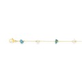Collar de acero dorado que combina turquesa creada y ágata blanca