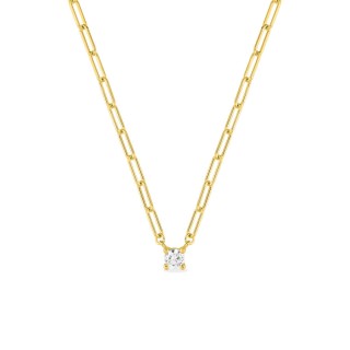 Cadena de caballo chapada en oro con circonita engastada en 4 garras - 4 mm