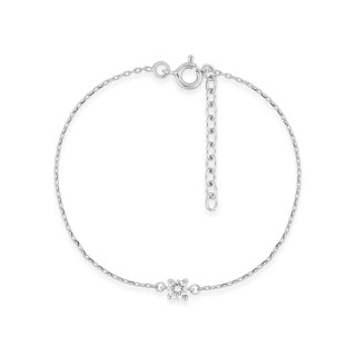 Pulseira em prata de lei 925, banhada a ródio, corrente de forçat e zircónias