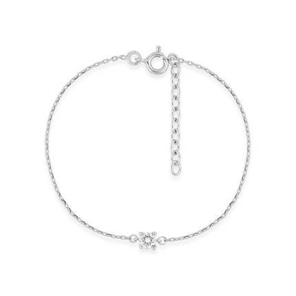 Pulseira em prata de lei 925, banhada a ródio, corrente de forçat e zircónias