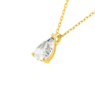Colar em ouro amarelo de 9K e zircónias cúbicas em forma de pera