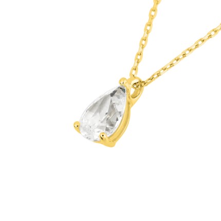Colar em ouro amarelo de 9K e zircónias cúbicas em forma de pera