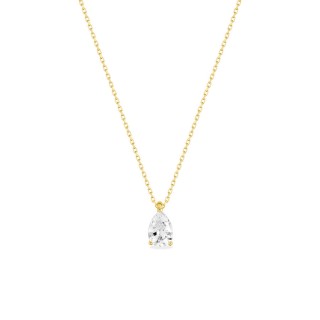 Collar fantasía en forma de pera de oro amarillo 9K y circonita