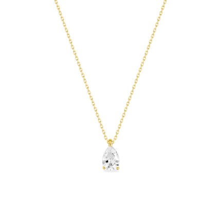 Colar em ouro amarelo de 9K e zircónias cúbicas em forma de pera
