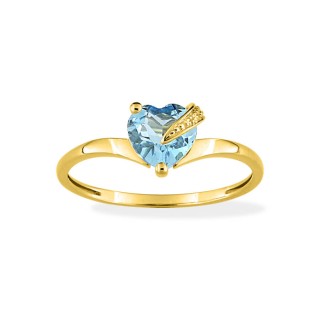 Anillo de oro amarillo de 9K engastado con un topacio azul tratado en forma de corazón
