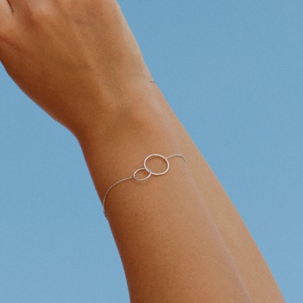 Pulsera de plata 925 rodiada, motivo circular entrelazado