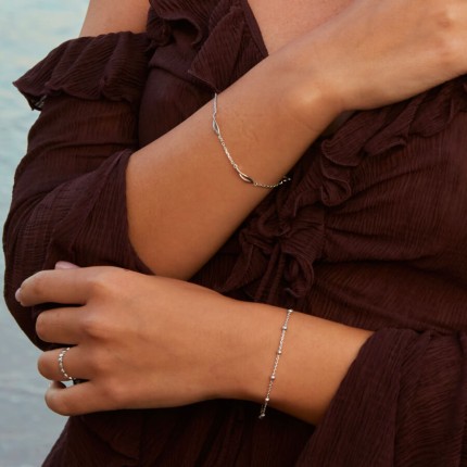 Pulsera de plata 925 rodiada adornada con 4 motivos