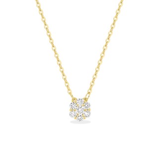 Colar em ouro amarelo 9K com floco de neve 5 diamantes criados 0,15 ct F-VS
