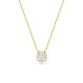Colar em ouro amarelo 9K com floco de neve 5 diamantes criados 0,15 ct F-VS