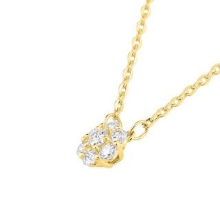 Collar de oro amarillo 9K con copo de nieve 5 diamantes creados 0,15 ct F-VS