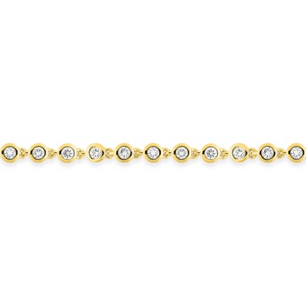 Pulseira em ouro amarelo 9k com 1,05 ct. de diamantes criados.