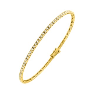 Pulseira em ouro amarelo de 9K com diamantes de 0,82 ct criados em malha de ténis
